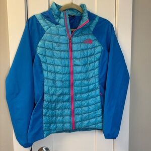 EUC The North Face Lightweight Thermoball Full Zip Teal Hooded Women's Jacket Sm